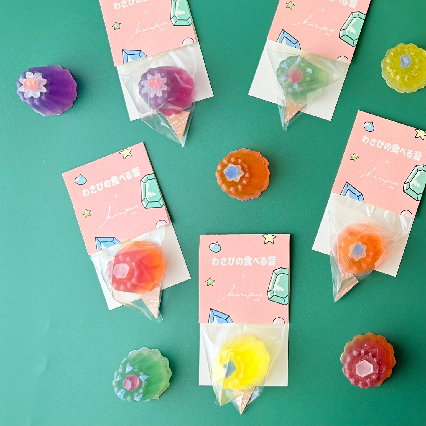 わさびの食べる音×ハラペコラボ　レトロ喫茶な宝石ゼリーのこうぶつヲカシ（個包装）[期間限定]