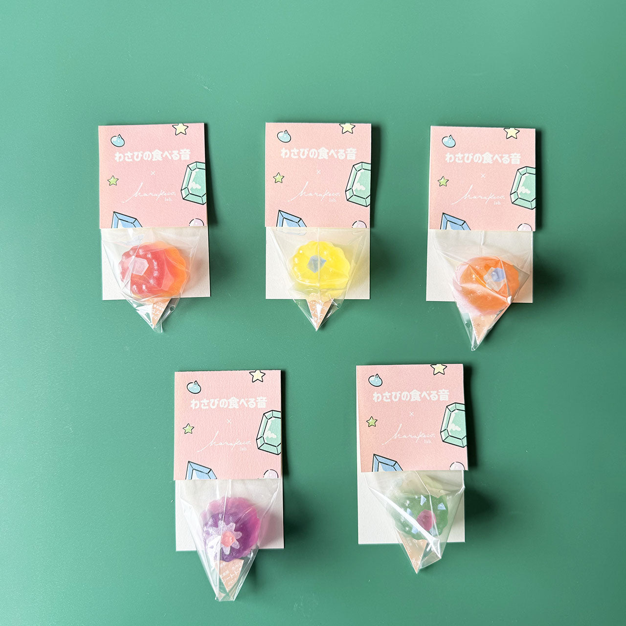 わさびの食べる音×ハラペコラボ　レトロ喫茶な宝石ゼリーのこうぶつヲカシ（個包装）[期間限定]