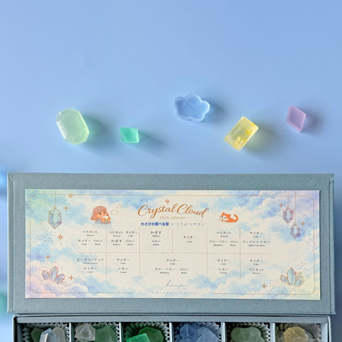 ＜予約＞　〈わさびの食べる音×ハラペコラボ2026〉琥珀糖こうぶつヲカシ〜Crystal Cloud〜Special Box（L)